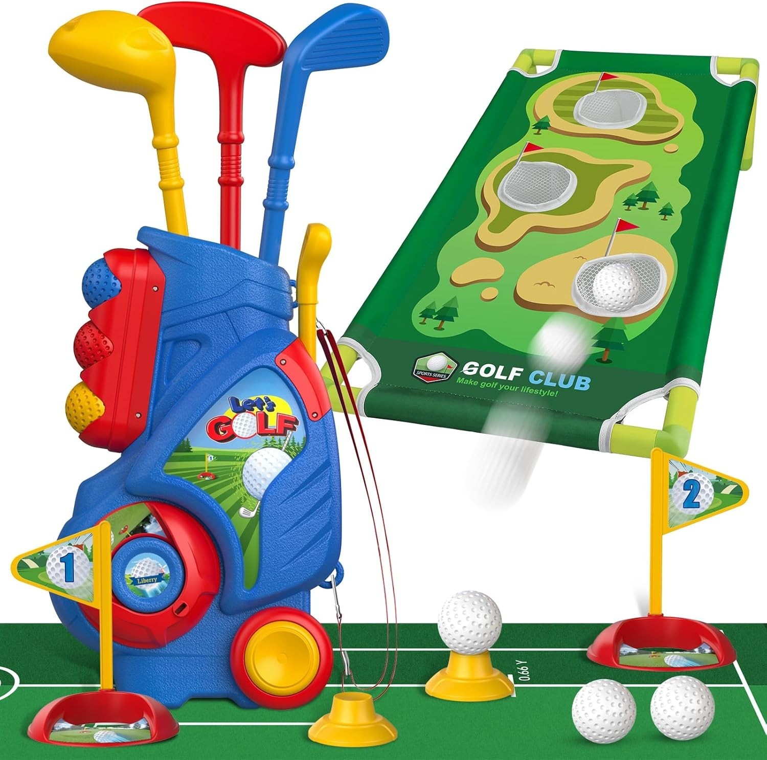 Set For 2 3 4 5 Years Old Boys Girls, Upgraded Kids Golf Cart With