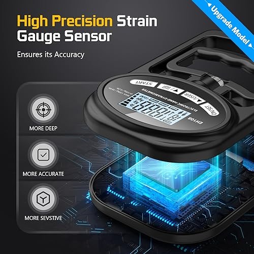 Hand Grip Strength Tester Trainer - Electronic Hand Dynamometer Forearm black