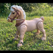 Marx Vintage 1975 Ride-On Toy Horse with Bridle Cowboy Western Theme