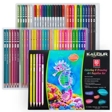 60 Art Drawing Pencils Set,Including Oil-Based, Metallic, Watercolor, Neon, M...