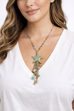 Boho Starfish Pendant Necklace with Ocean Charms
