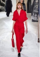 USED (EXCELLENT CONDITION) HERMES CARROT PANTS, RED VERYGOOD