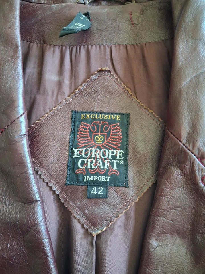 Chaqueta de cuero artesanal vintage para hombre Europa marrón talla M - clásica con botones delanteros Foto 2 de 4