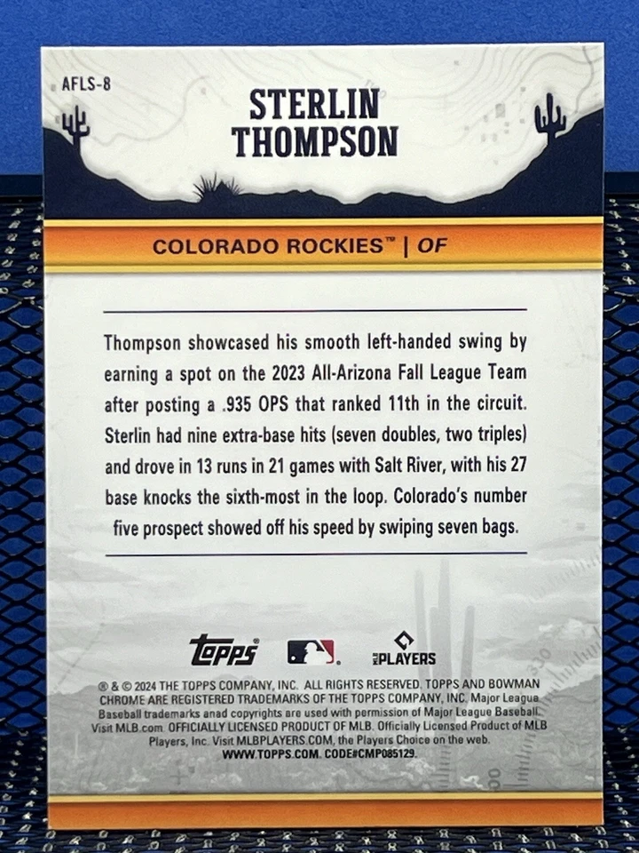 2024 Bowman Chrome STERLIN THOMPSON Arizona Fall League Rockies - Image 2 of 2