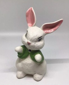 bunny figurine rabbit ceramic easter textured standing painted hand