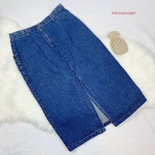 French Navy Women's 14 Vintage USA Made High Rise Medium Denim Skirt Modest EUC!