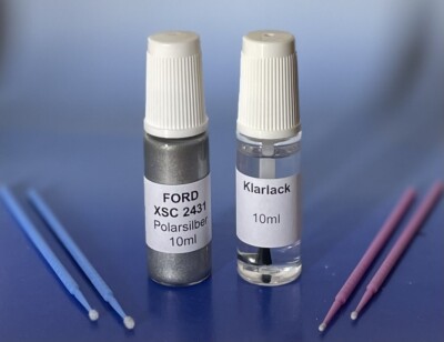 Lackstift-Set FORD XSC 2431 Polarsilber, Moondust Silver, 2x 10ml + 4 Lacktupfer
