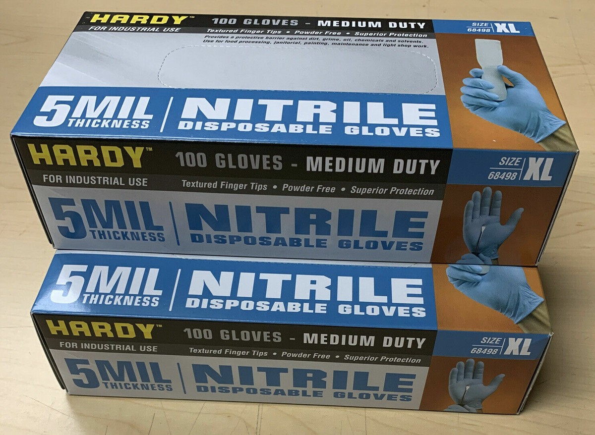 Boxes of 100 Nitrile BLUE Gloves XL Powder/Latex Free 5MIL Thickness