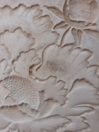 1 Piece Old Art Deco Flower Design Embossed Majolica Ceramic Tiles Japan 0609 - Bild 8 von 8