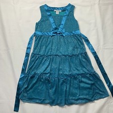 just kidding girls dress sz 16 party formal sleeveless turquoise blue sparkle