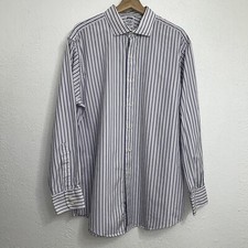 Vintage Brooks Brothers Makers Button Up Striped Shirt USA Made Sz 17-34 XL