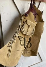 women Western leather chap| Tooling chap| Horse Riding Chap| Suede leather Chap|