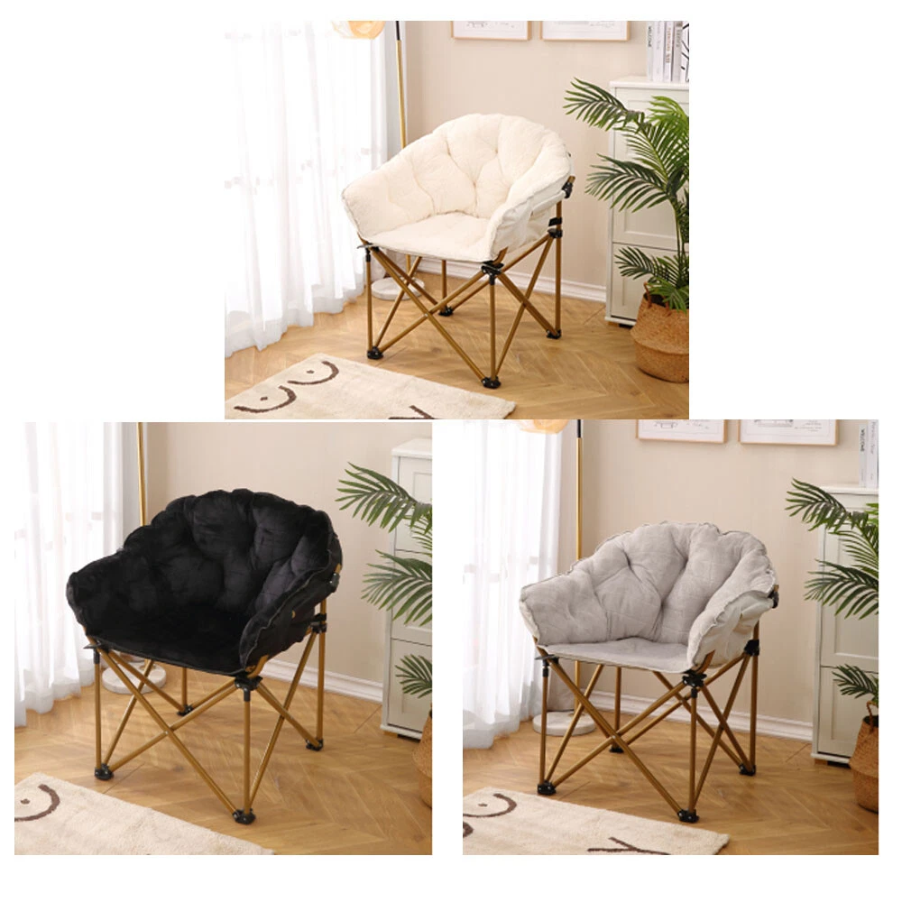 Modern Oversized Foldable Saucer Chair Club Chair Faux Fur for Bedroom X Large