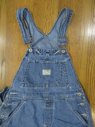 VINTAGE OLD NAVY Y2K DENIM SHORTALLS OVERALLS SZ XS - Picture 2 of 3