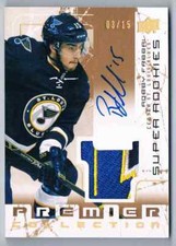 2015-16 PREMIER SUPER ROOKIES PATCH AUTO ROBBY FABBRI ROOKIE AUTO 03/15 ST LOUIS