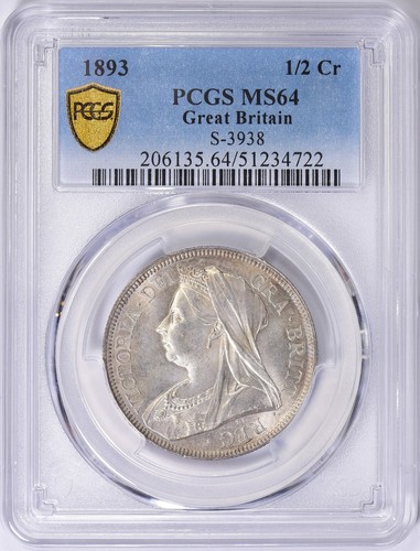 1893 Großbritannien Half Crown 1/2 KM-782 PCGS MS64