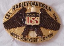 New Vtg. Harley Davidson Belt Buckle Raintree - Heavyweight Champ