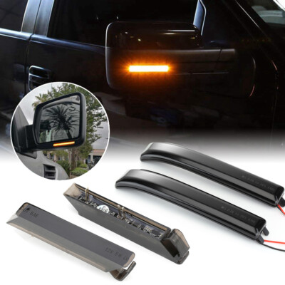 4x Dynamic Side LED Mirror Marker Signal Light For Ford F-150 F150 Raptor Smoked