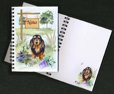 Dachshund (Long Haired) Dog Notebook/Notepad + small image on each page 