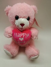 Dan Dee Valentines Day Pink Teddy Bear Red Heart Plush Stuffed Animal Toy 6"