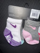 Nike Baby 6 Pk Lightweight Ankle Cotton Cushion Swoosh Logo Sock Set Size 6-12 M
