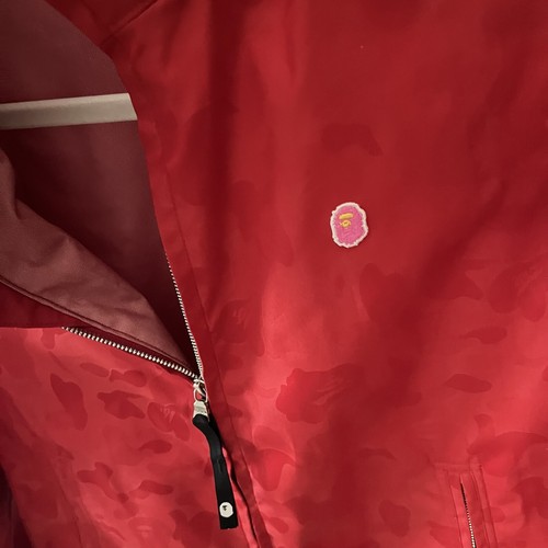 VTG BAPE sz Tall XS-S GORETEX Zip Up Jacket Red Bathing Ape Print Japan - Picture 3 of 21