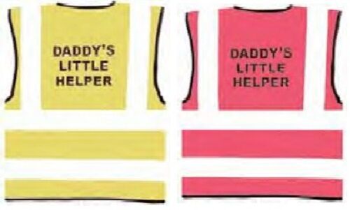 Child Hi Vis Vest Printed "DADDY'S LITTLE HELPER 3 Sizes 3/11 Years Pink Yellow - Picture 1 of 5