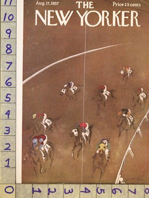 1957 NEW YORKER VINTAGE COVER PRICE HORSE RACE JOCKEY EQUESTRIAN TRACK NYI85