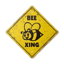 Bee Vintage Crossing Sign Xing Plastic Rustic hive bumble keeper killer honey ho