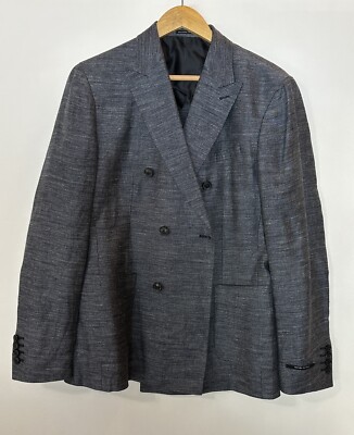 #378 REISS Transit 100% Linen Double Breasted Peak Lapel Sports Jacket Size  42
