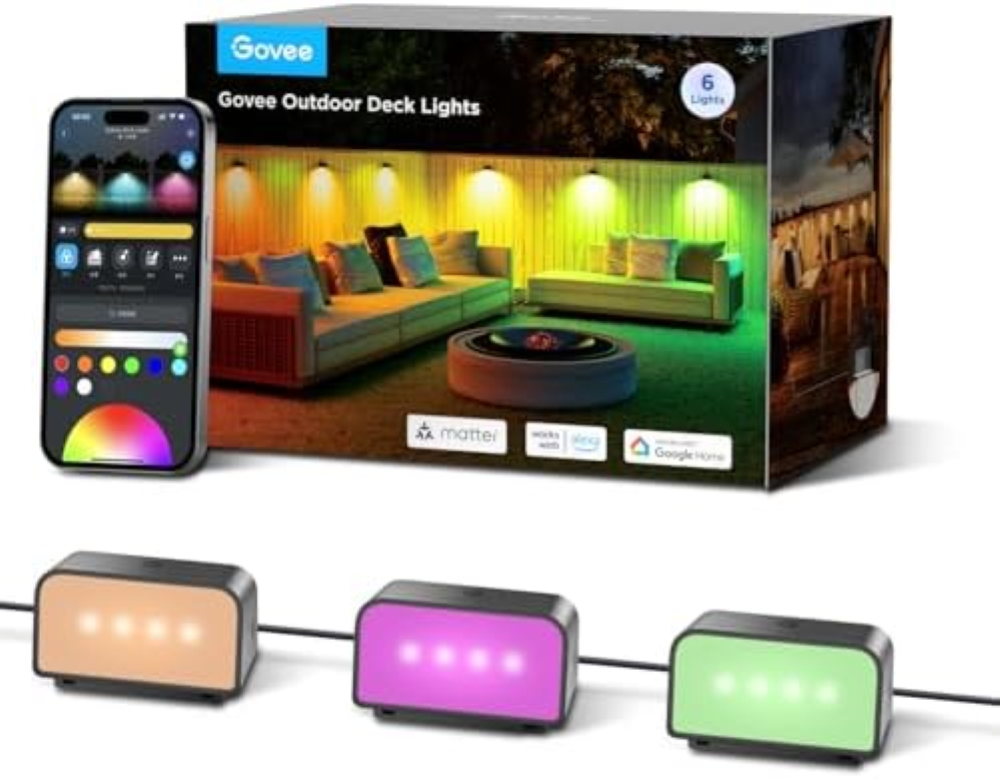 Govee Luci da Esterno per Recinzioni, Luce per Recinzione RGBIC con Luce Bianca,