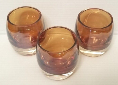 Mikasa Home Accents Solaris 3'' Amber Clear Glass Votive Candle Holder Set of 3