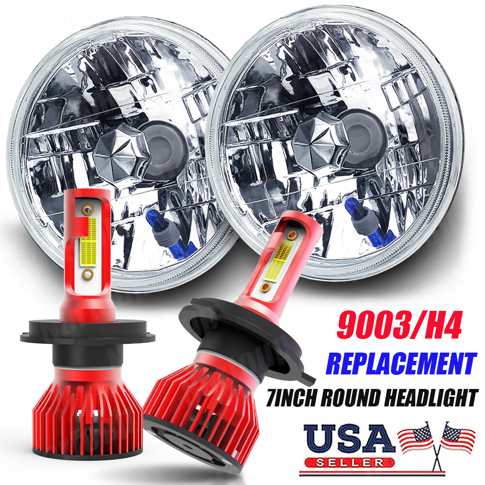 Fit Ford F1 1948 1949 1950 1951 1952 Pair 7" Inch Round White LED Headlights DOT