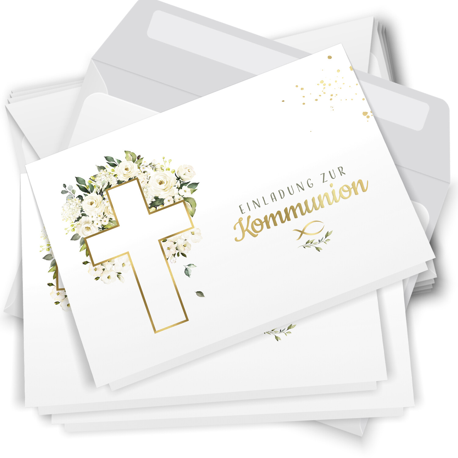10 Einladungskarten Klappkarten KOMMUNION mit Umschlag Einladung zur Feier