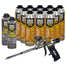 Great Stuff Pro 26.5oz Construction Adhesive, AWF 1000 Pro Foam Gun, 2 Cleaners