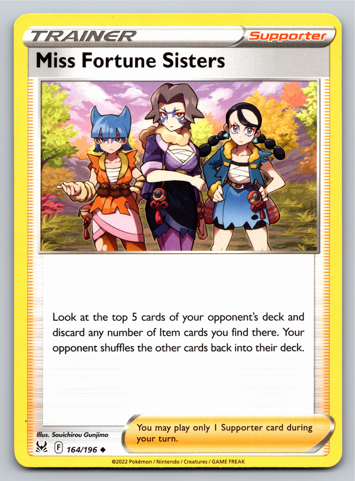 Miss Fortune Sisters 164/196 Uncommon Lost Origin Pokemon Card - NM Near Mint