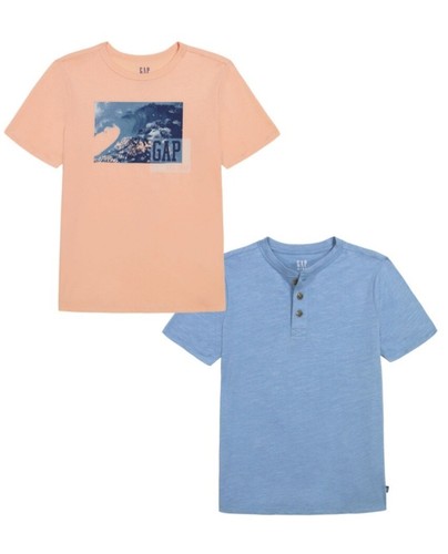 Gap Kids Boys 2 Pack Tee, Peach Surf Henley, Size M(8)/New - Picture 6 of 7