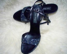 Women's Size US 8 EU 38.5 VTG Designer MARIO BOLOGNA Black Sequined Sandal Shoes