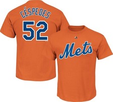 MAJESTIC YOUTH NEW YORK METS TOENIS CESPEDES T SHIRT LARGE, ORANGE NEW