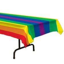 Rainbow Plastic Banquet Tablecloth Rainbow Party Decor Supplies Decorations