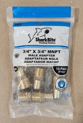 SharkBite UC134LFA10 10 Piece 3/4'' Pex x 3/4'' MIP Brass Male Adapter