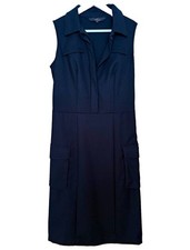 NEXT Black Sleeveless Collared Shirt Dress Knee Length Pockets Size 8