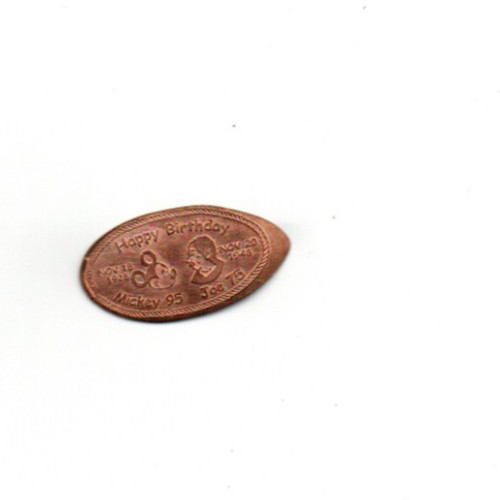 Joe And Mickey Mouse Birthday Copper Elongated Pressed Smashed Coin Penny