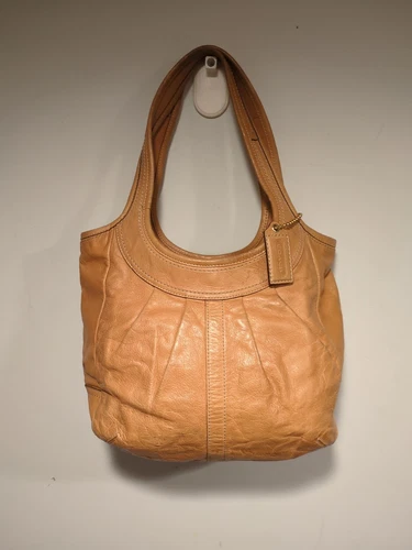 Borsa Coach 12240 Ergo Tattersall in pelle marrone naturale Med tote bag borsa a tracolla RARA