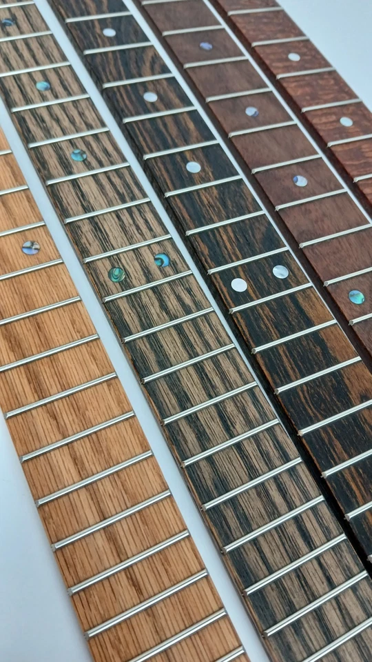 Diapasones de guitarra Cigar Box, Bocote, madera de leopardo, nogal, roble rojo Foto 2 de 4