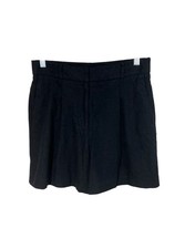 NINE WEST HIGH RISE Pleated Dress-Walking Shorts Linen Blend Black Women’s Small