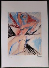 Picasso Litografia Su Carta 42x29.7 Cm Firma In Lastra 199 Ex.