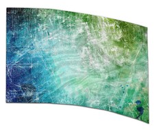 COLOR GUARD FLAGS AQUA CASCADE SILKS - NEW - 36" x 54" Standard Curved