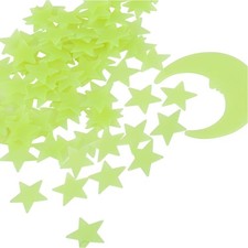 Leucht Sterne Mond Set, 100 Stück Leuchtsticker Fluoreszierend Wand Aufkleber...