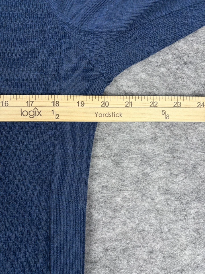 KJUS Pullover Mens M Blue Therma Yarn Half Zip Merino Wool Blend Trinity Forest - Image 4 of 4